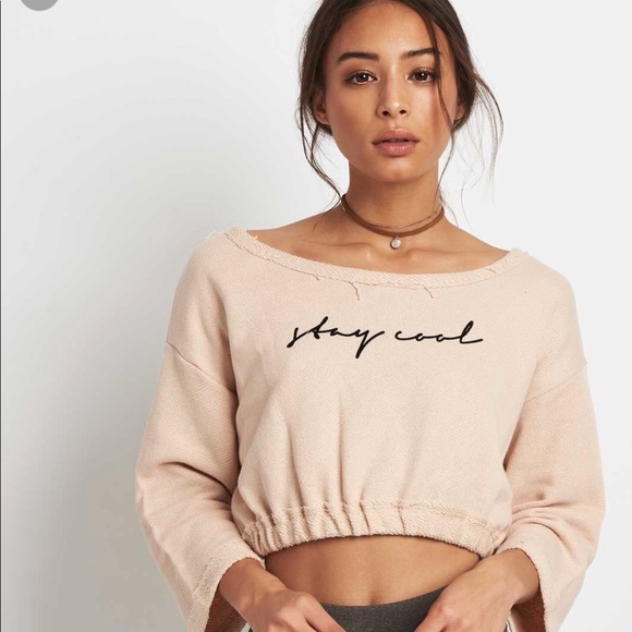 NWT FREE PEOPLE STAY COOL CROPPED PULLOVER BLACK M - Picture 4 of 5